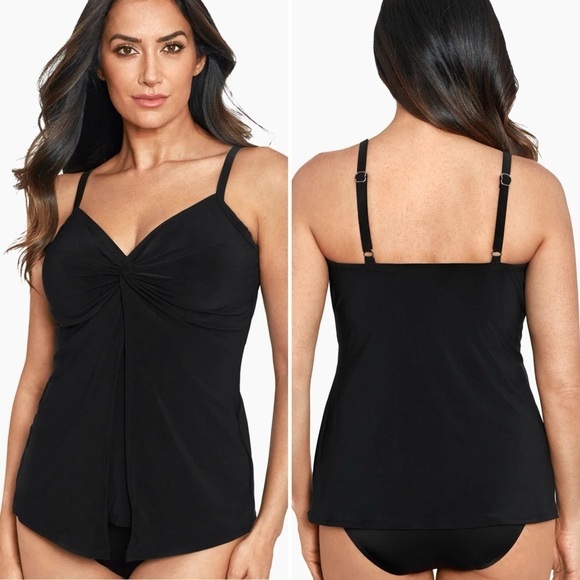 Miraclesuit Other - Miraclesuit Black Love Knot Tankini Top 12 solid neutral underwire swim swimsuit
